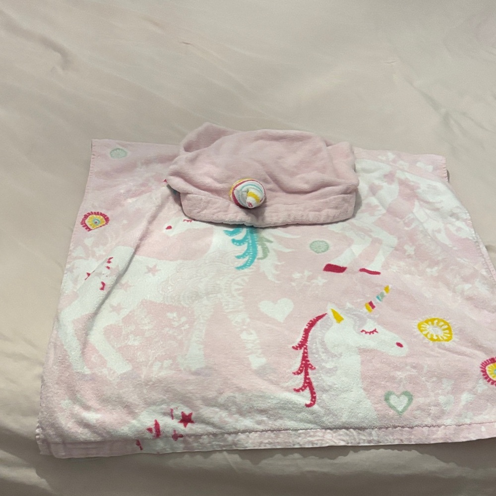 Unicorn Dreams Pink Hooded towel for Kids